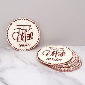 Vintage Woolworth Happy Home Disposable Paper Coasters - Coffee Text, set of 11